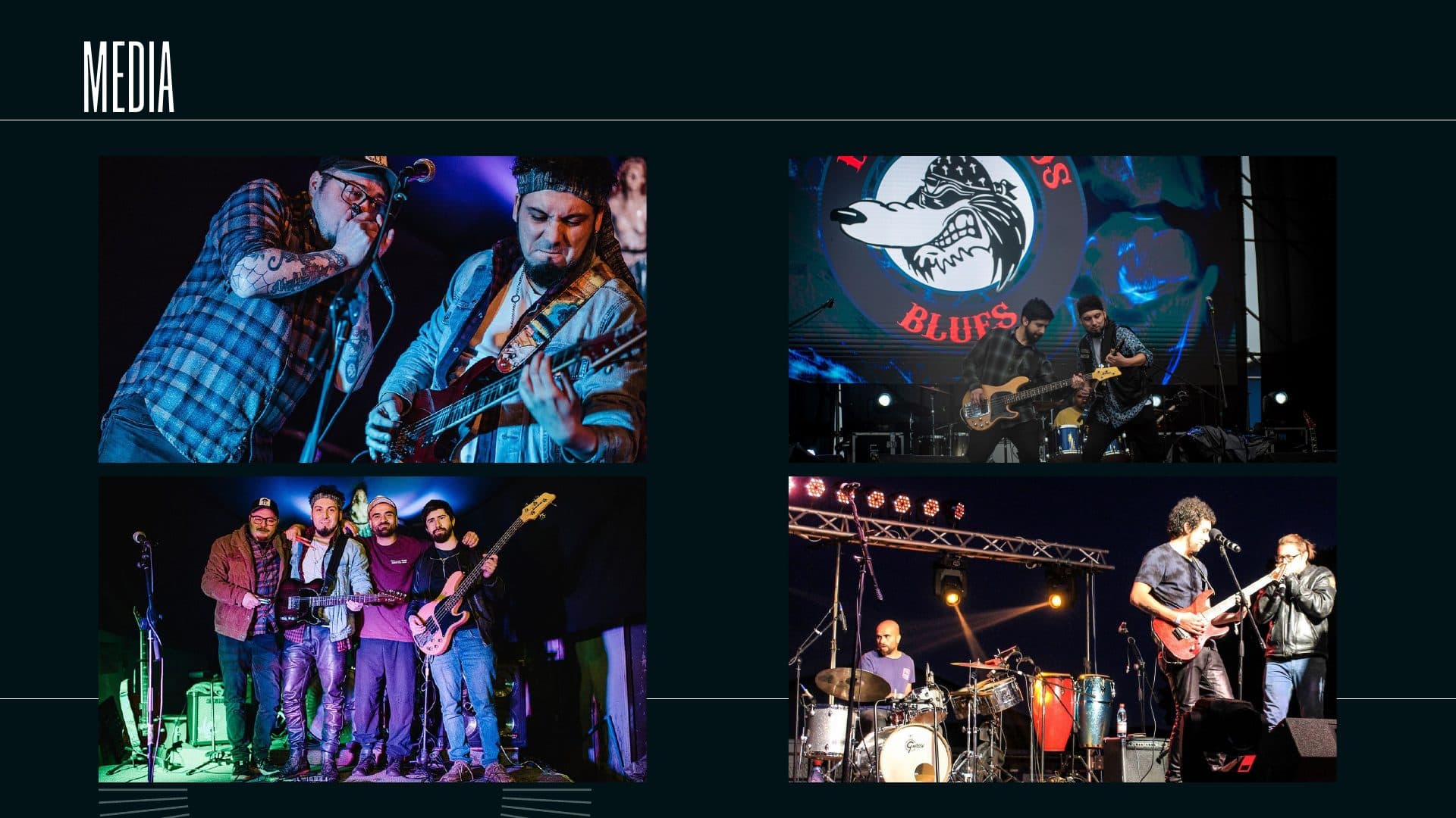 Media: fotografías de la banda en vivo.