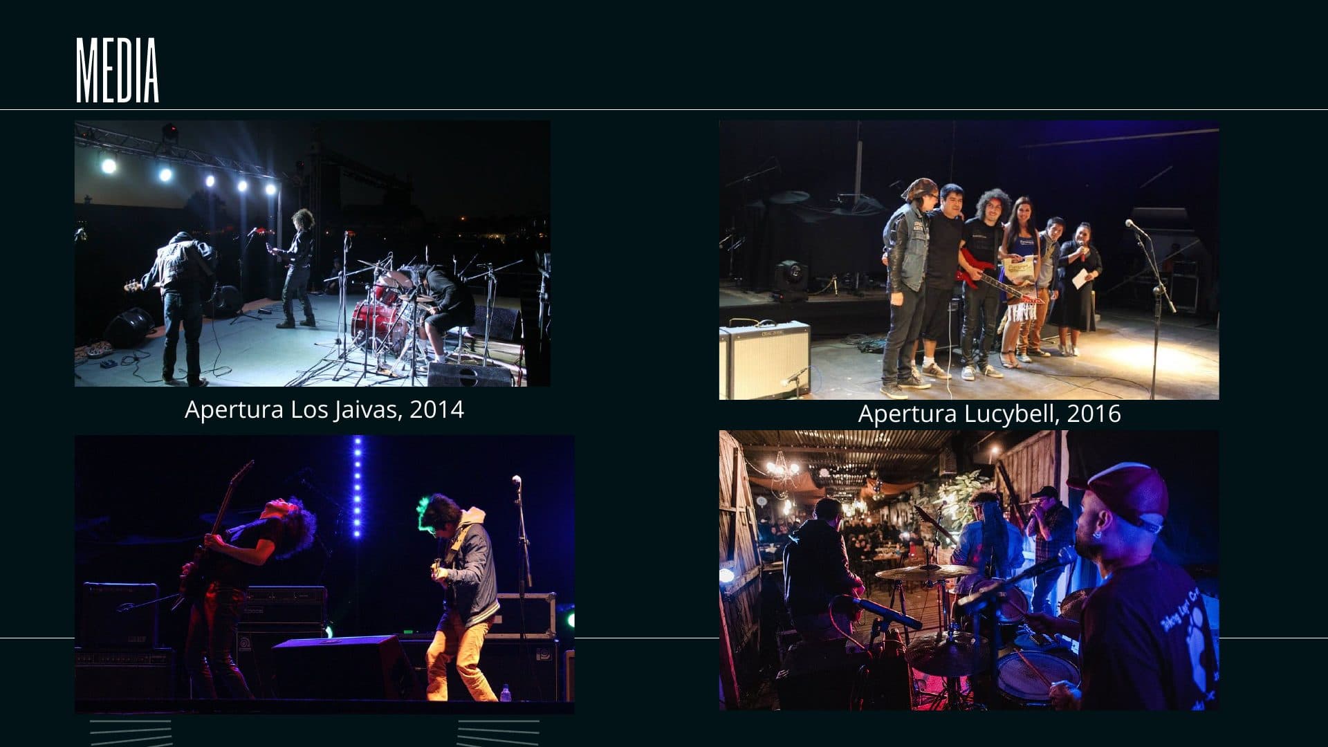 Media: apertura de Los Jaivas en 2014 y apertura de Lucybell en 2016.
